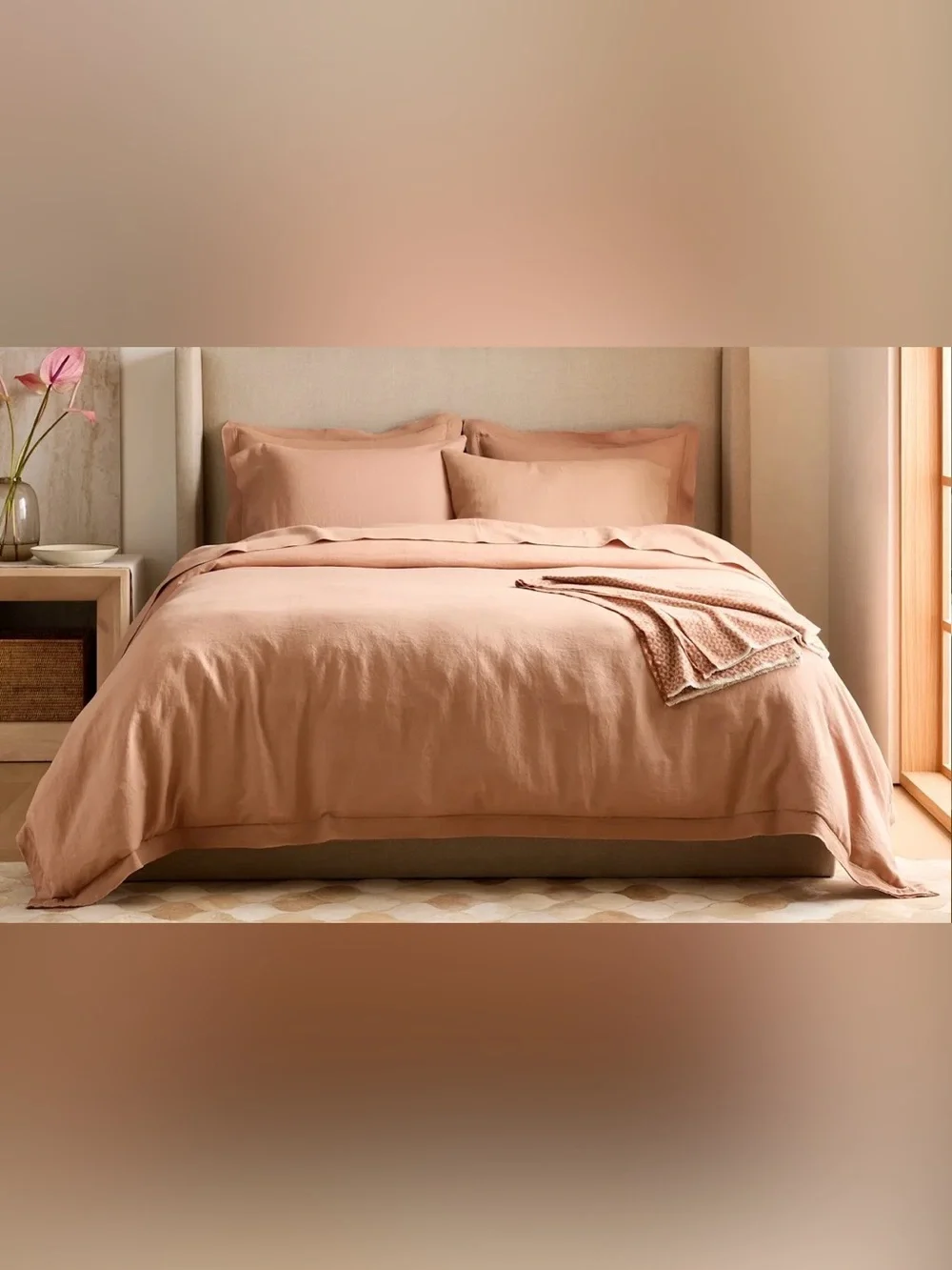 NWOT Quince European Linen Double Flange 1 Pc Duvet Set, F/Q (Desert Sunset)
